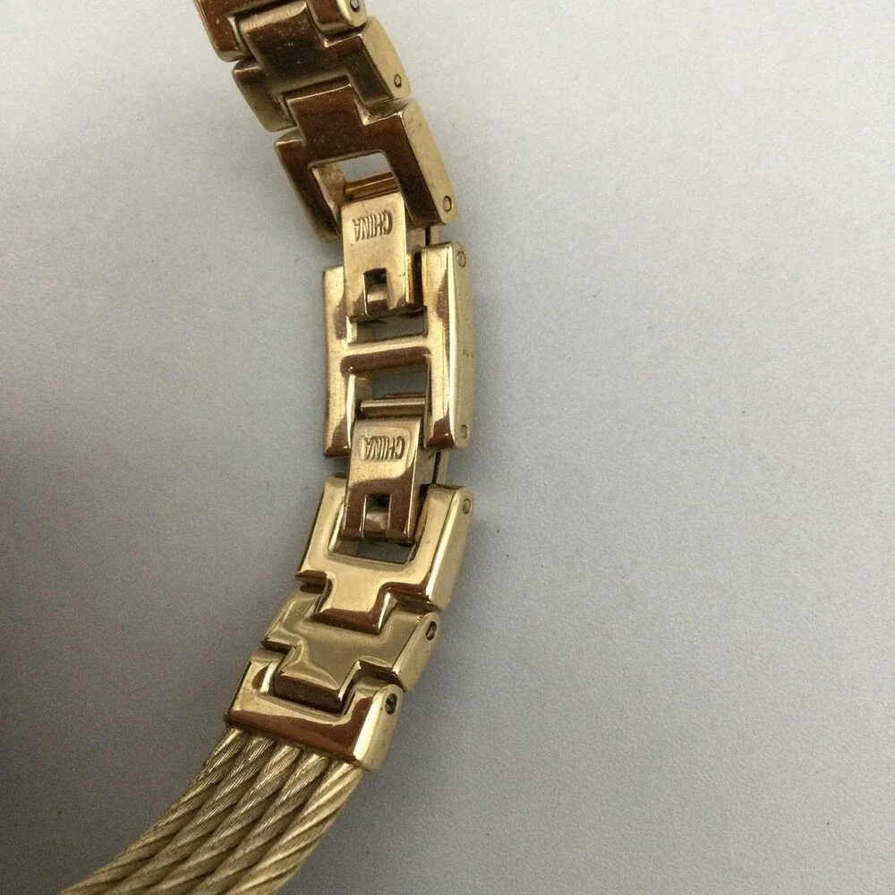 Anne Klein Womens Watch 26mm Diamond Faceted Gold Cable Band New Battery 6.75